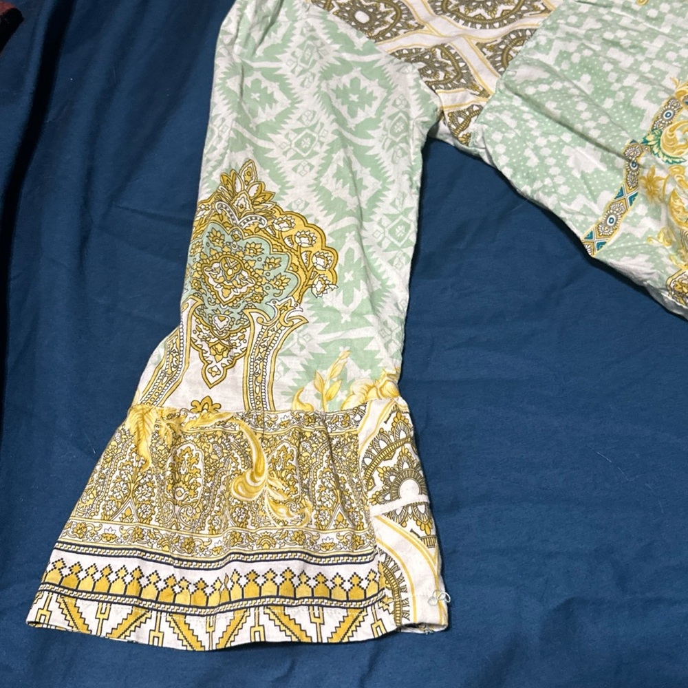 Bohemian Style Women’s M Tiered Mini Dress Tunic Paisley Floral Handmade Unique - Picture 7 of 11